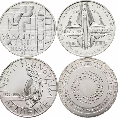 200 Kč 1999 - NATO, Akademi výtvarných umění, VUT Brno, 2000 - MMF,