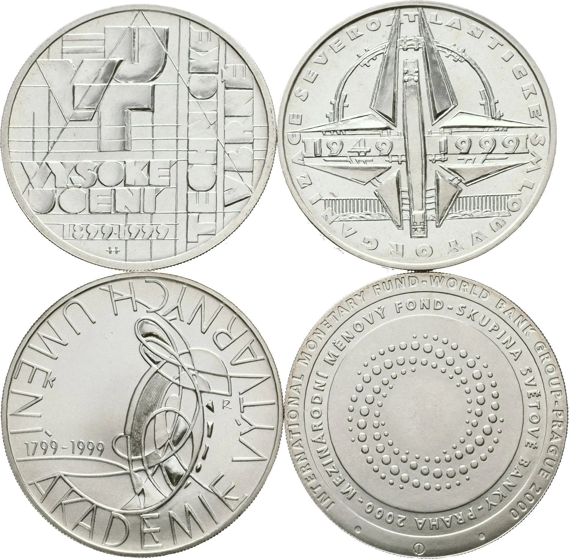 200 Kč 1999 - NATO, Akademi výtvarných umění, VUT Brno, 2000 - MMF, — 1