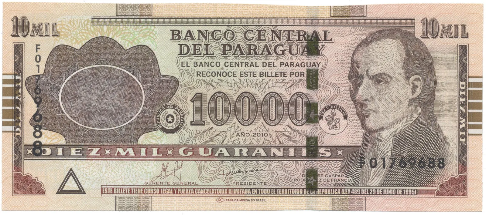 Paraguay, 10.000 Guaranies 2010, P.224d