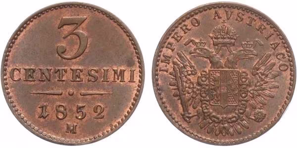 3 Centisimo 1952 M - Milán