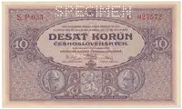 10 Koruna 1927, série P 033, SPECIMEN, Hej.22a.S1