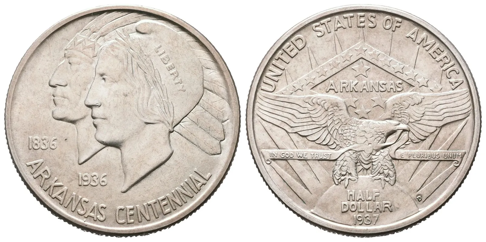 USA, 1/2 Dollar 1937 - Arkansas Centennial