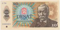 Československo, 10 Koruna 1986, široká nejvyšší série J 70, Hej.107bJ