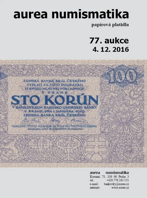 77. Aukce - papírová platidla