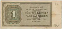 Protektorát Čechy a Morava, 50 Koruna 1944, pěkné číslo 000025, Hej.42a - fotografie 2