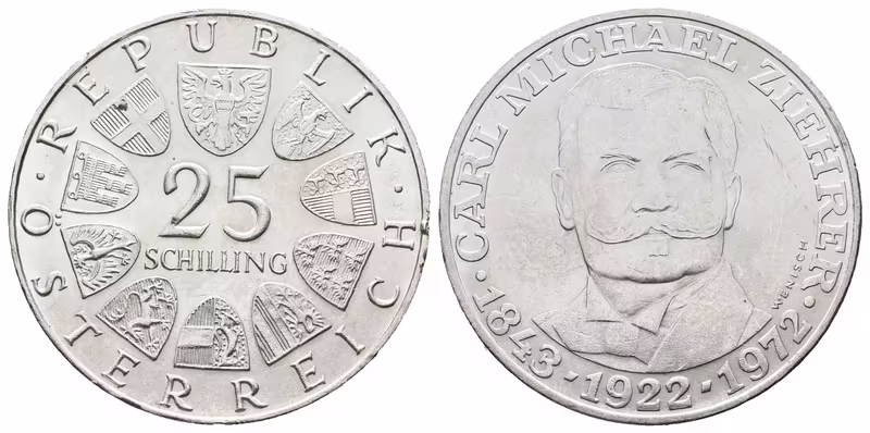 Rakousko, 25 Schilling 1972 - Ziehrer