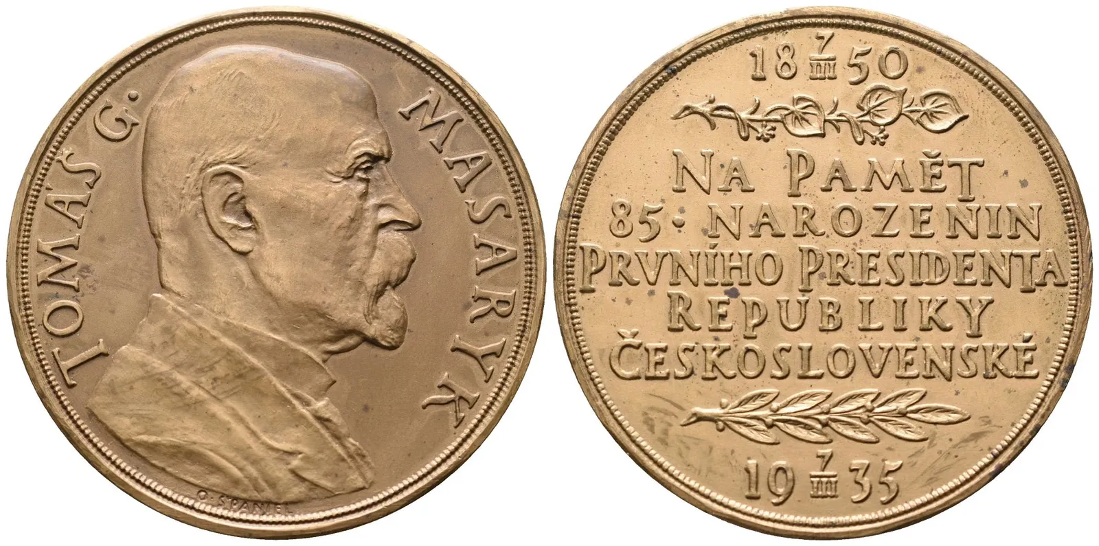 Španiel Otakar - 85. narozeniny TGM, 50 mm