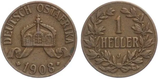 Německá výchosní Afrika, Haléř 1908 J