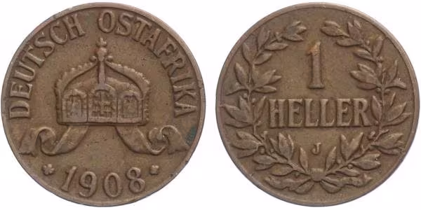 Německá výchosní Afrika, Haléř 1908 J