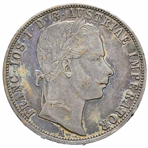 Zlatník 1860 A, s tečkou za REX, pěkná patina, zbytky lesku, rysky