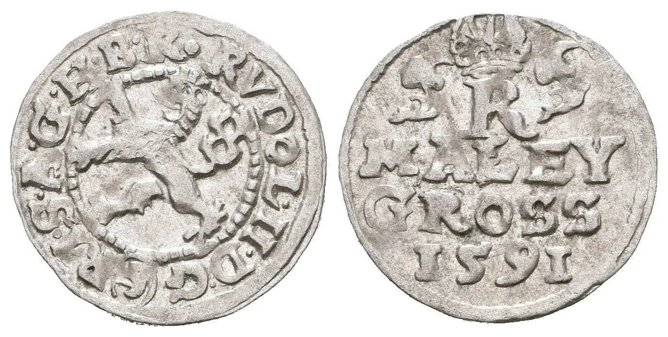 Malý groš 1591, České Budějovice-Mattighofer, HN.25a (opis 7a), — 1