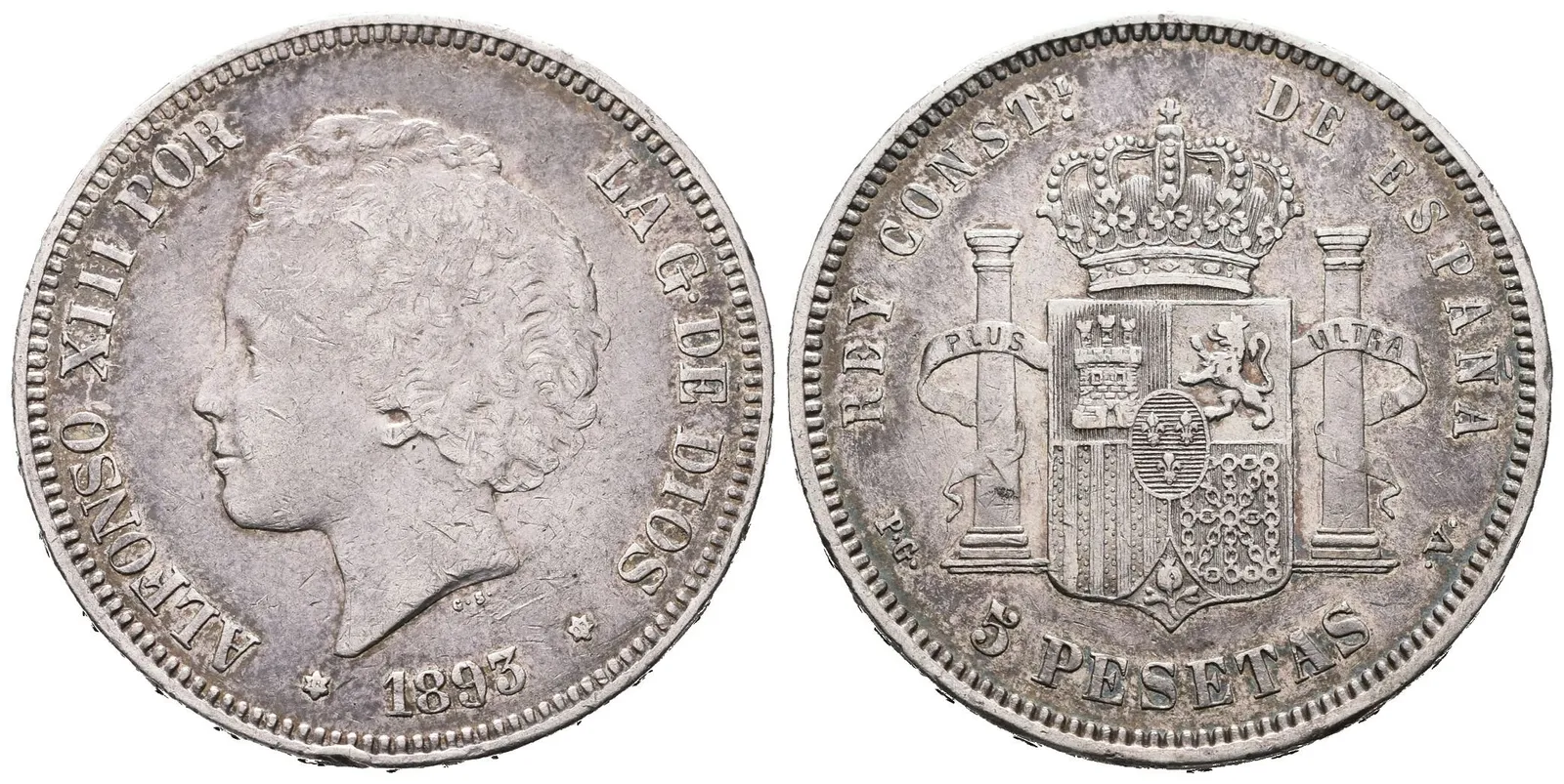 Španělsko, 5 Peseta 1893