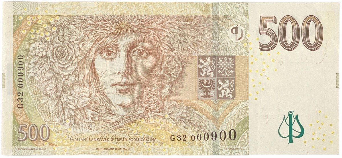 Česká republika, 500 Koruna 2009, výjimečné číslo G 32  000900, Hej.CZ29aG