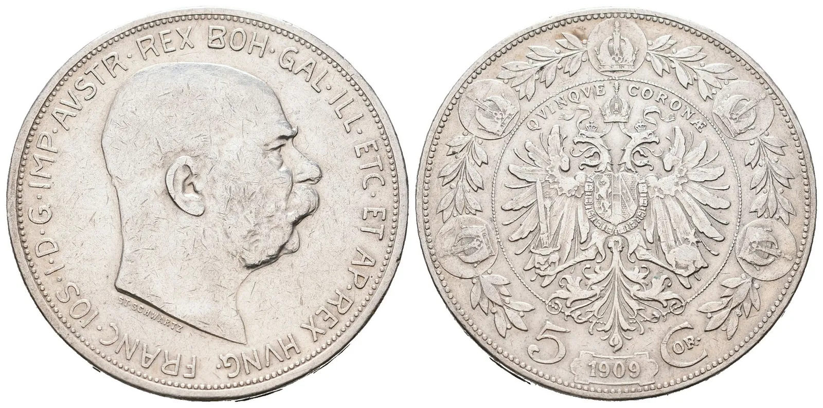 5 Koruna 1909 Schwartz
