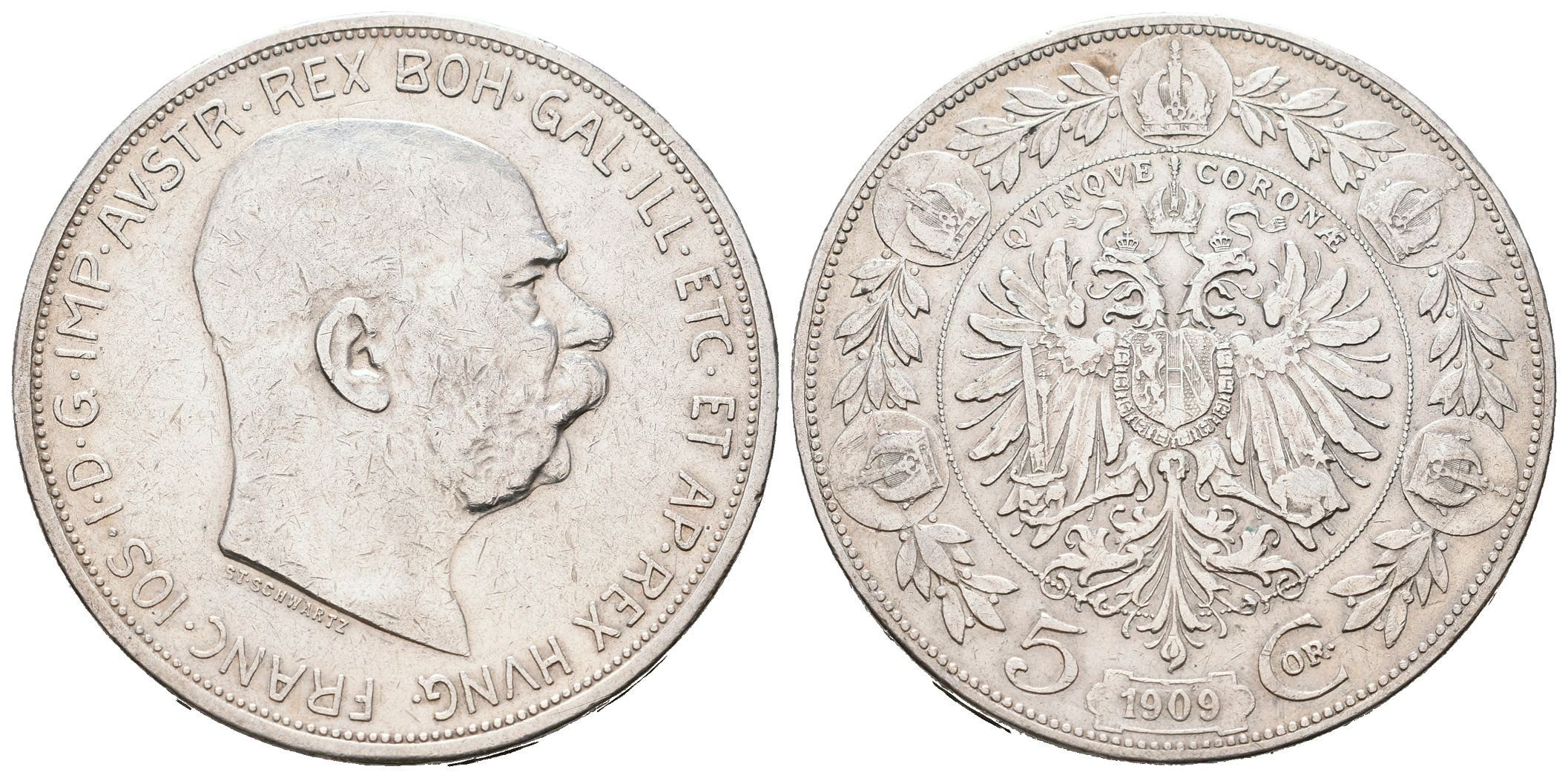 5 Koruna 1909 Schwartz
