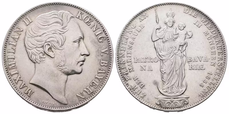 Bavorsko, 2 Gulden 1855 - Pamětní