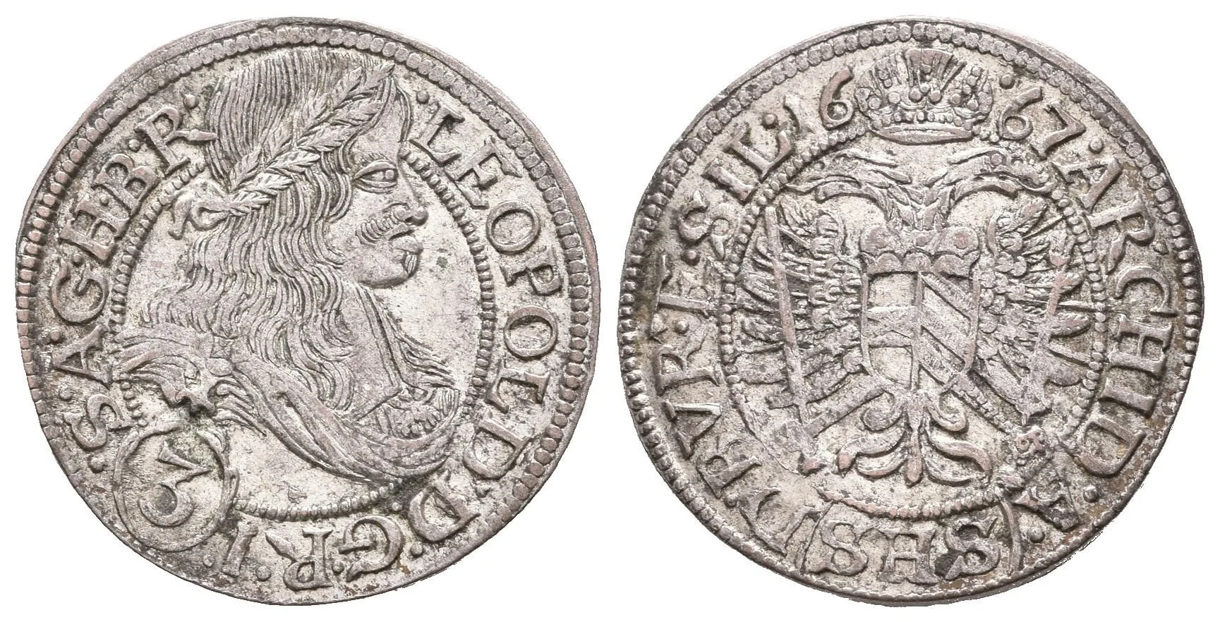 3 Krejcar 1667 SHS, Vratislav-Hammerschmidt, Hal.1620, pěkná zachovalost, — 1