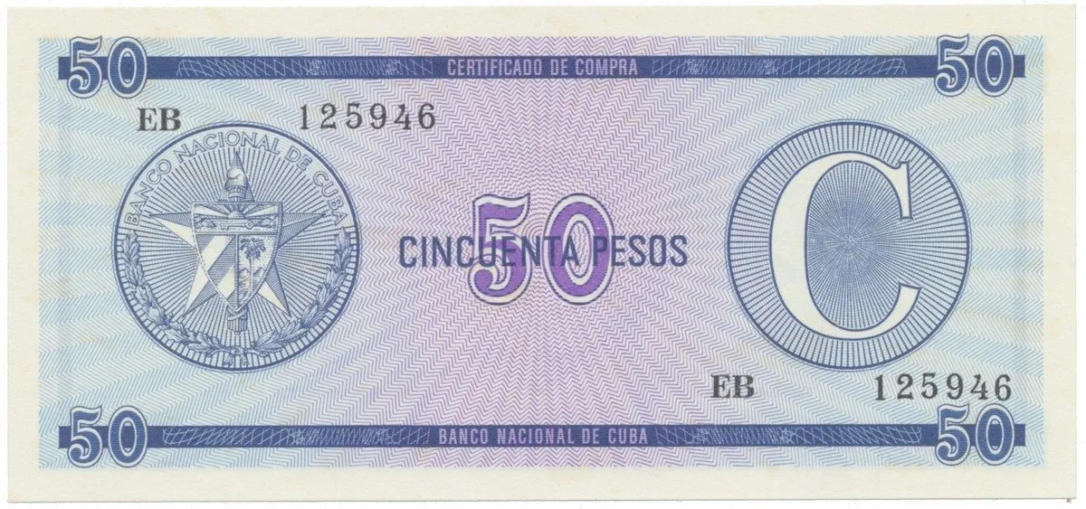 Kuba, 50 Pesos b.d., série C - 2. vydání, P.FX24