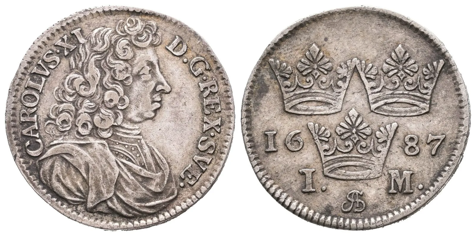 1 Marka 1687 AS, KM.295, patina, rysky — 1