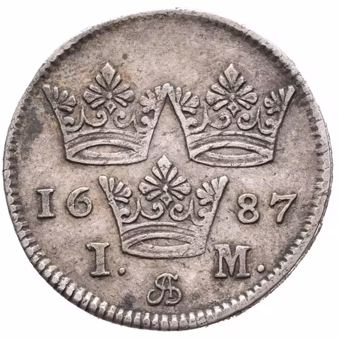 1 Marka 1687 AS, KM.295, patina, rysky