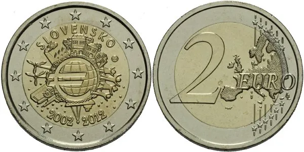 2 Euro 2012 - Společná evropská měna - 10. výročí zavedení