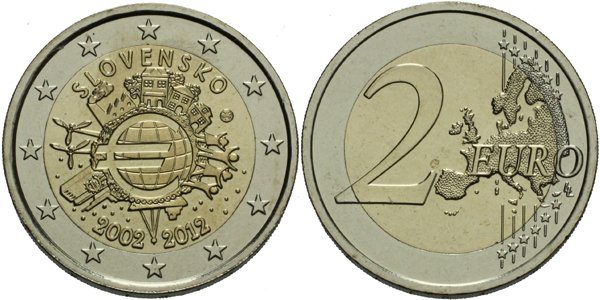 2 Euro 2012 - Společná evropská měna - 10. výročí zavedení
