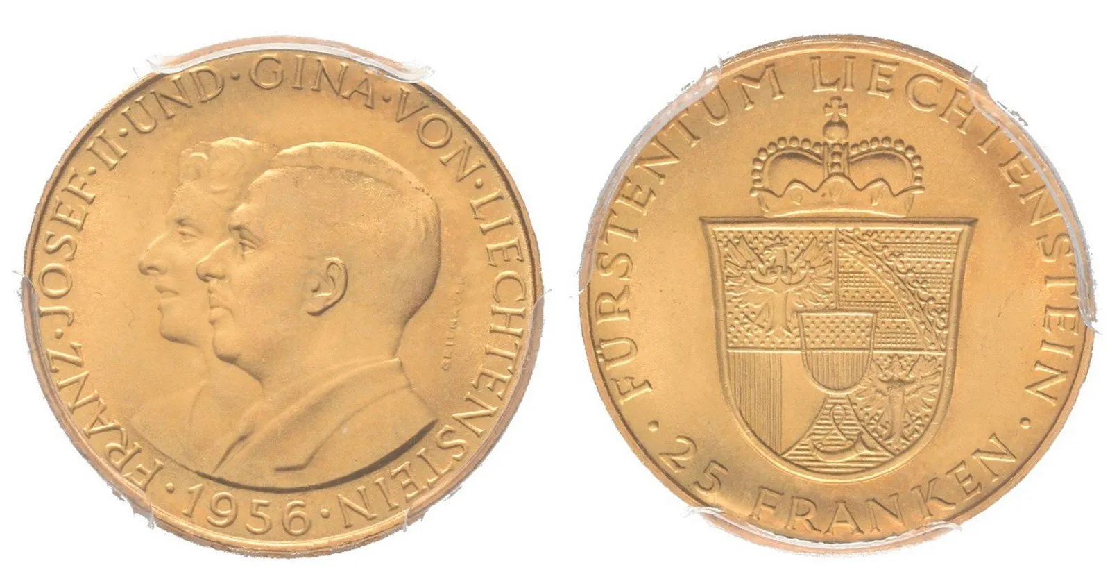 Liechtenstein, 25 Frank 1956