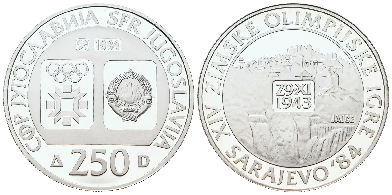 Jugoslávie, 250 Dinár 1984 - ZOH Sarajevo