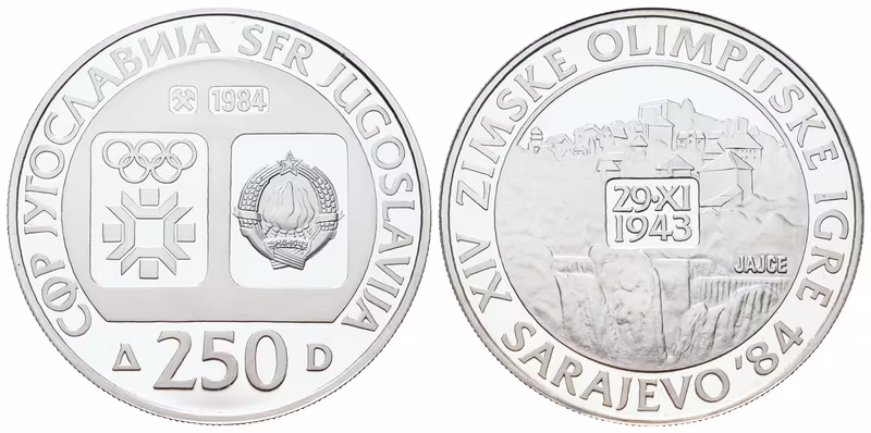 Jugoslávie, 250 Dinár 1984 - ZOH Sarajevo