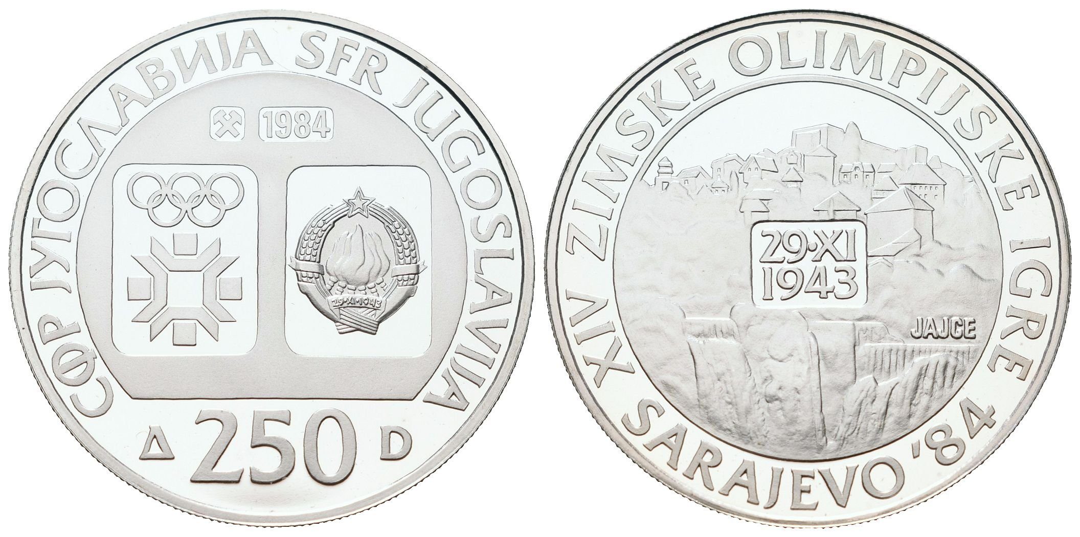 Jugoslávie, 250 Dinár 1984 - ZOH Sarajevo