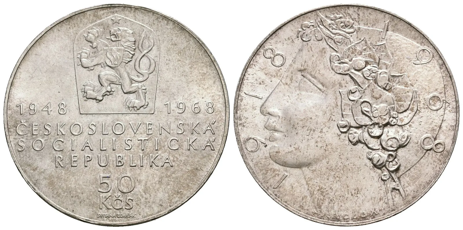 50 Kčs 1968 - Republika, Aurea.116, lesk, patina — 1