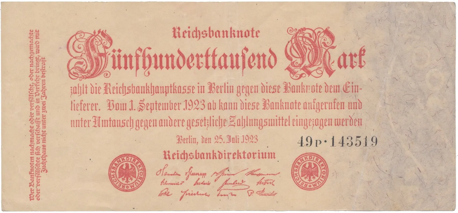 Německo, 500 000 Mark 1923, Ro.91b