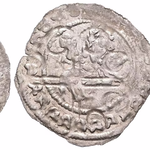 Široký fenik pro 2. křížovou výpravu 1147-1148. Široký berlový kříž s křížky mezi rameny,