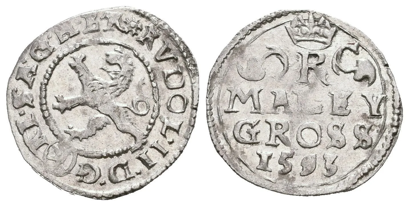Malý groš 1593, Kutná Hora-Herold, HN.6 (opis 7a), krásná zachovalost, lesk, — 1