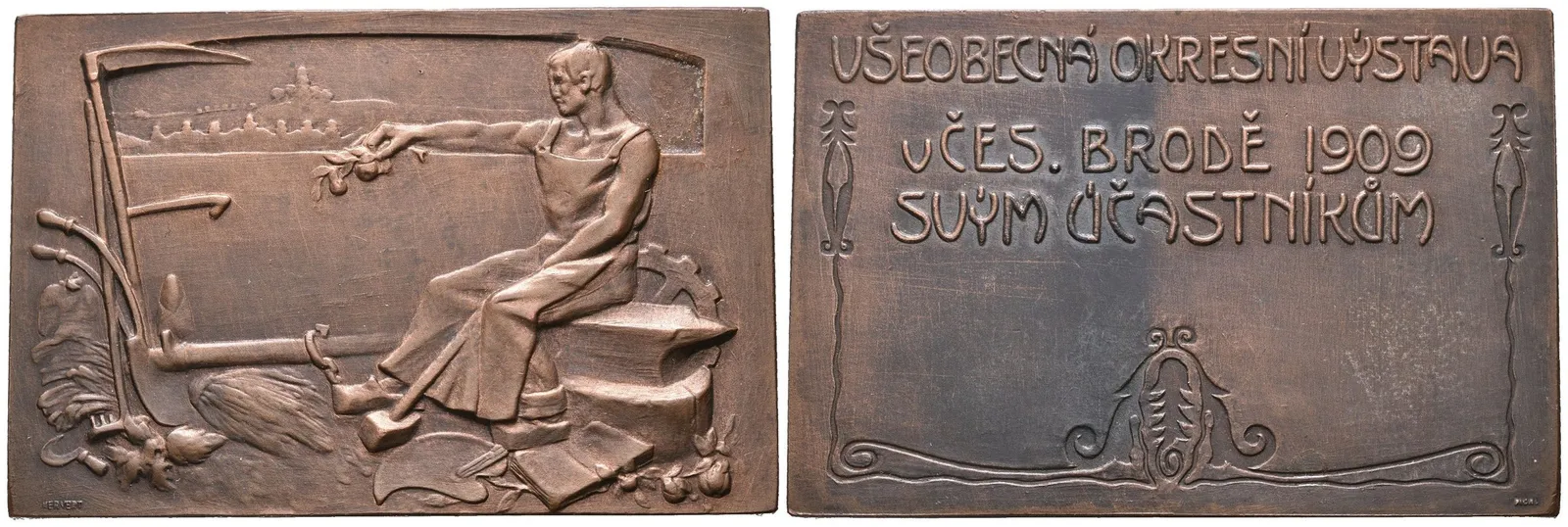 AE Plaketa 1909 (Mervert) - Všeobecná okresní výstava, Svým účastníkům. — 1