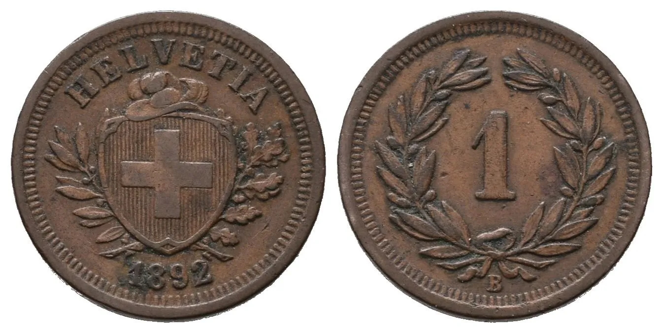 Švýcarsko, Rappen 1892 B