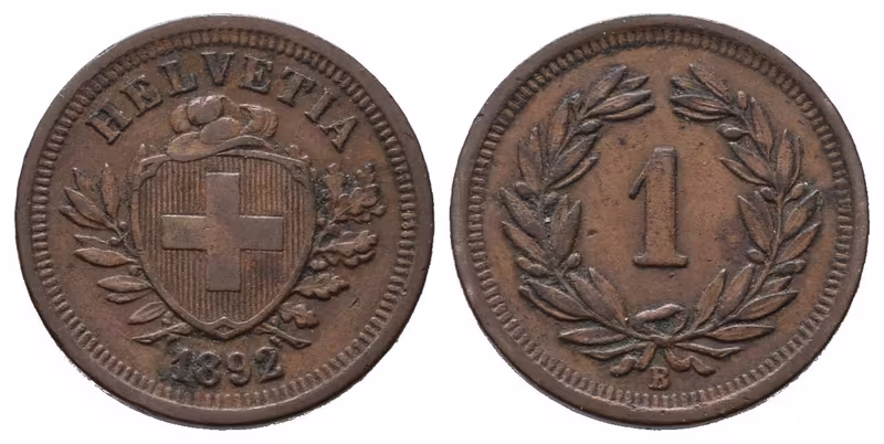 Švýcarsko, Rappen 1892 B