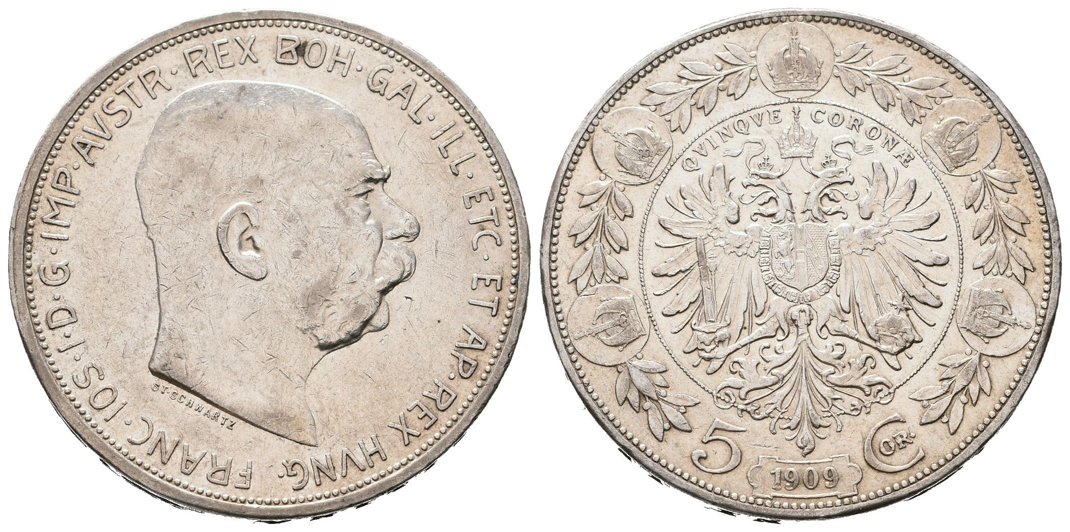 5 Koruna 1909 Schwartz