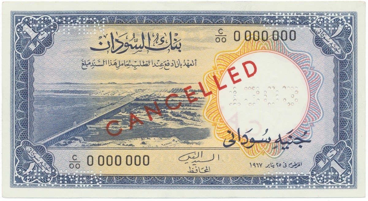 Súdán, 1 Pound 1966, anulát - CANCELLED, P.8ds