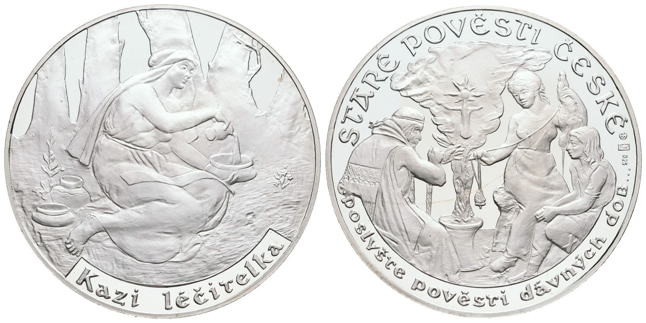 Stříbrná investiční medaile - Staré pověsti české - Kazi léčitelka- Ag 20 g - 925/1000