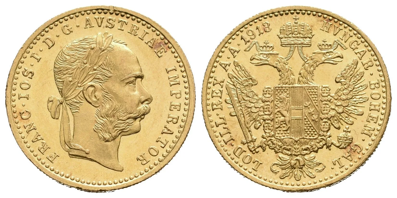 Dukát 1913, krásná zachovalost, ražební lesk, drobné rysky — 1