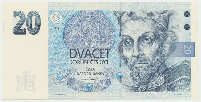 Česká republika, 20 Koruna 1994, série B (proužek vpravo), Hej.CZ13aB