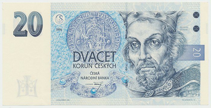 Česká republika, 20 Koruna 1994, série B (proužek vpravo), Hej.CZ13aB