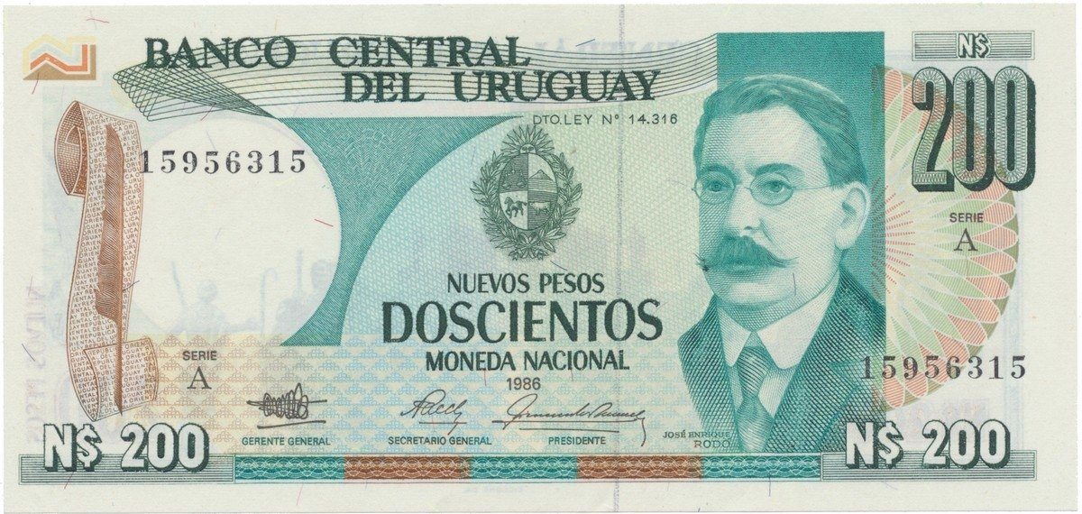 Uruguay, 200 Nuevos Pesos 1986, P.66a