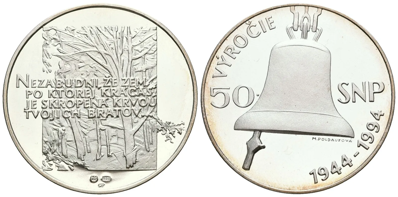 AR Medaile 1994 - K 50. výročí SNP. Zlac. Ag 0,900, 40 mm (38,60 g), — 1