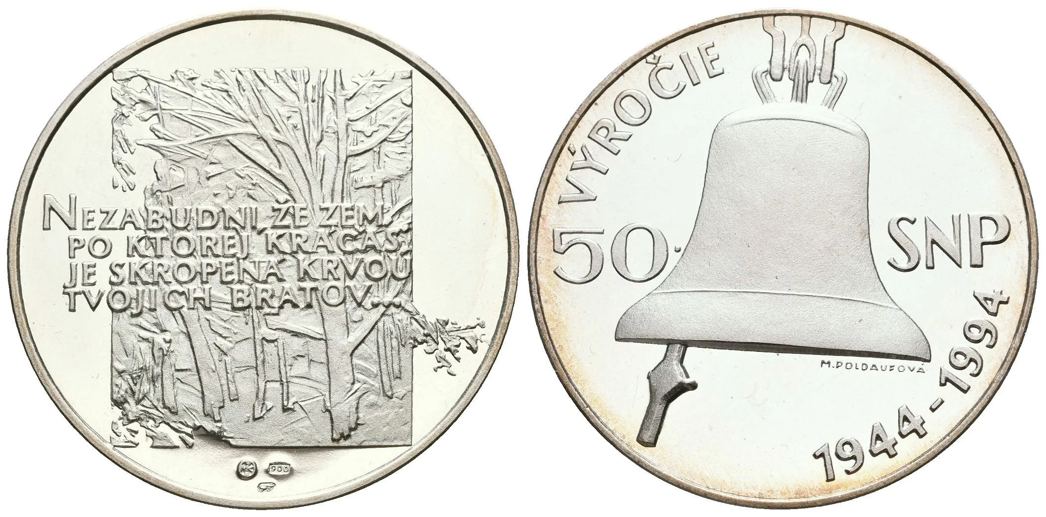 AR Medaile 1994 - K 50. výročí SNP. Zlac. Ag 0,900, 40 mm (38,60 g), — 1