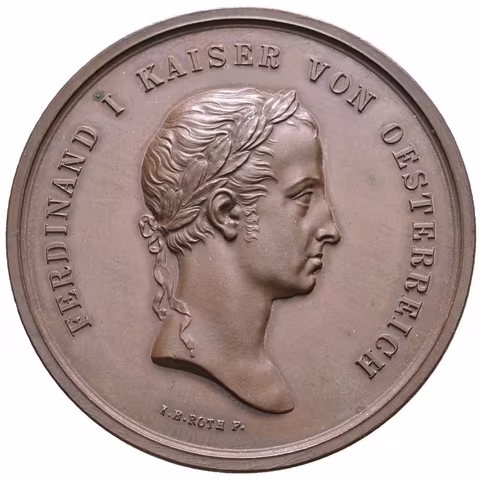 AE Medaile 1843 (J. B. Roth) - K dokončení věže chrámu sv. Štěpána ve Vídni. Poprsí
