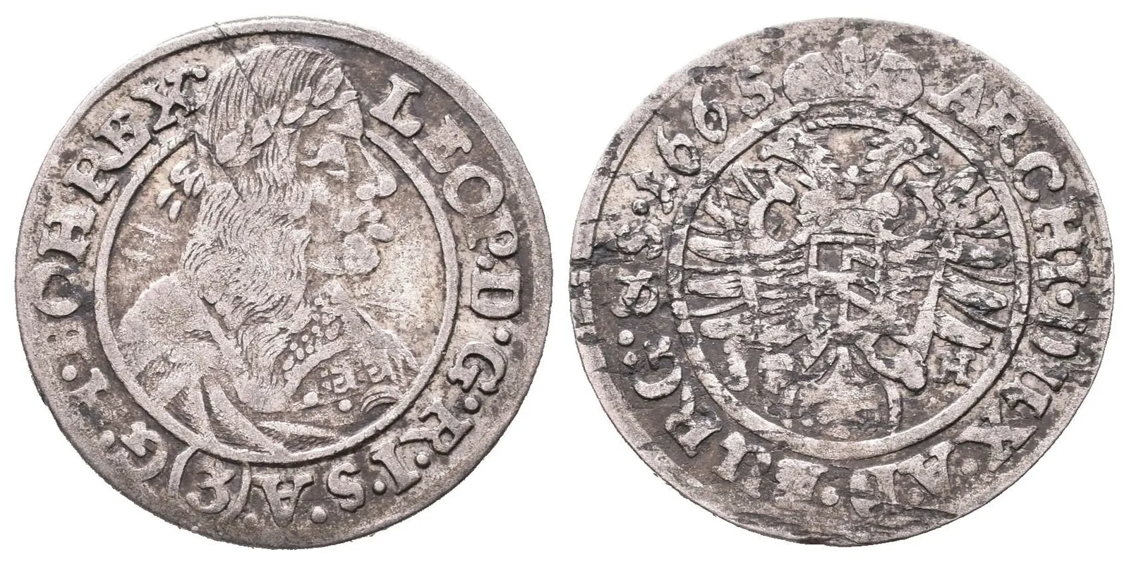 3 Krejcar 1665 SH, Vratislav-Hammerschmidt, Hal.1618, — 1
