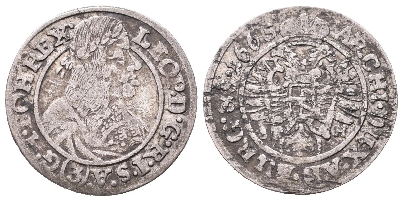 3 Krejcar 1665 SH, Vratislav-Hammerschmidt, Hal.1618, — 1