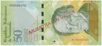 Venezuela, 50 Bolivares 2007, anulát - MUESTRA SIN VALOR, P.92as